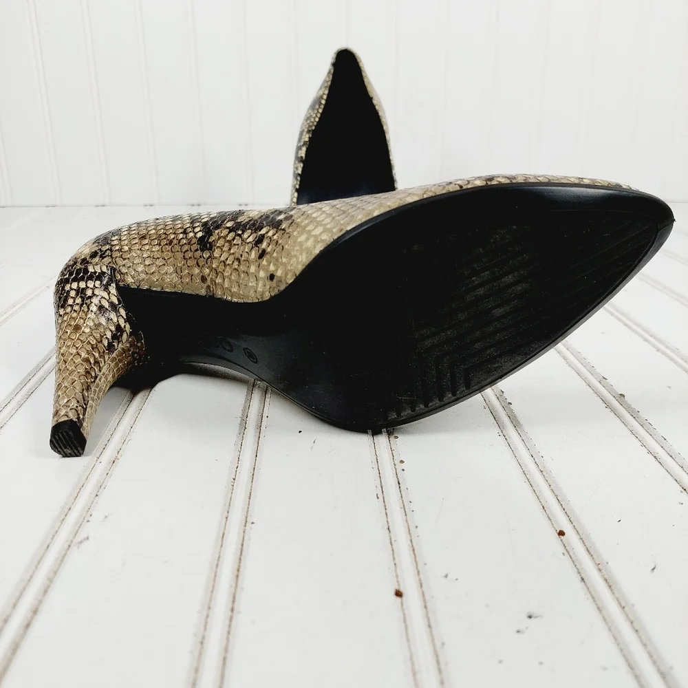Ecco Snake Print Pointed Toe Slip On Heels Pumps i607 - Picture 8 of 10